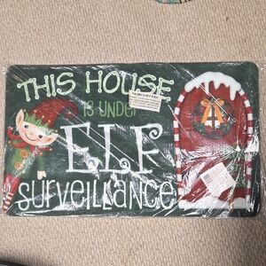 Elf Surveillance Holiday Doormat